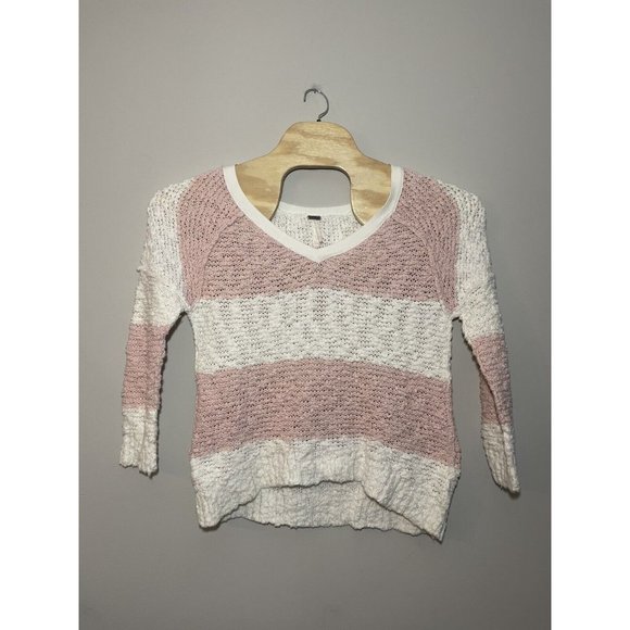 Free People Sweaters - Free People Crochet Knit‎ Sweater Pink Color Block Womens Small XS